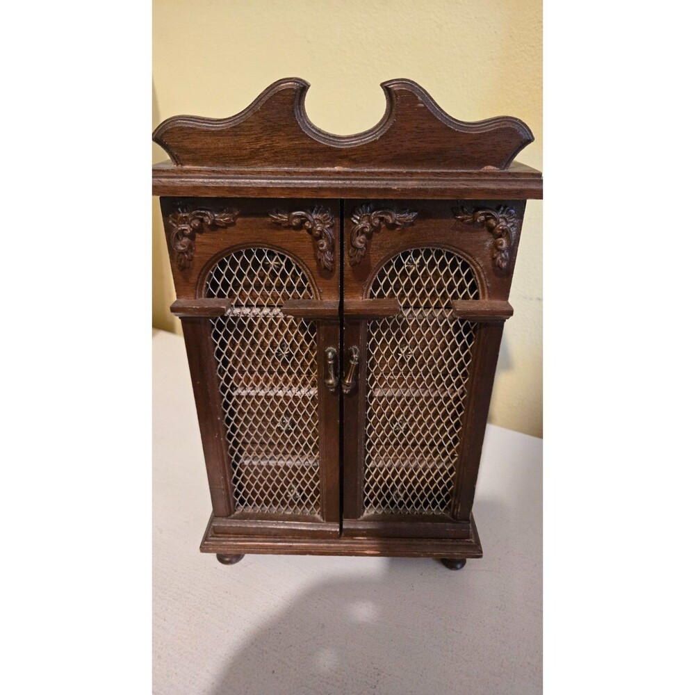 Wooden Jewelry Box Music Box Cabinet 4 Drawer Vintage